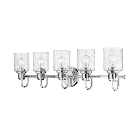 Z-Lite Kinsley 5 Light Vanity, Chrome And Clear Seeded 340-5V-CH